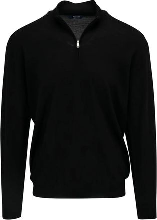 Fedeli Maglione in lana con mezza zip - Nero