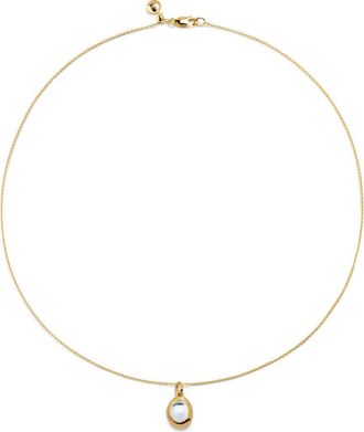Monica Vinader Birthstone Locket Necklace in 18Ct Gold /Rock Crystal at Nordstrom