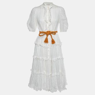 Zimmermann White Ramie Frill Amelie Dress