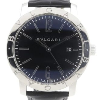 Bulgari Pre-owned Bb41Bsld roestvrijstalen horloge - Heren - Pre-owned - Grijs - Maat: ONE Size Leer