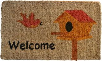 Imports Decor Birdhouse Welcome Coir Doormat, Coconut Fiber Door Mat with Bird & Nest Design for Indoor Outdoor Use