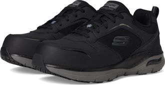 Skechers Mens Arch Fit Sr Lace-Up Athletic Work Shoe Comp Toe, Black/Charcoal, 7 UK