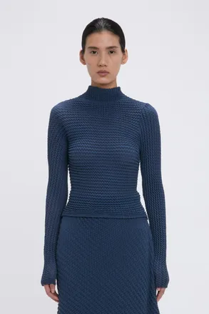 Victoria Beckham Cropped Knit Top In Eclipse XS