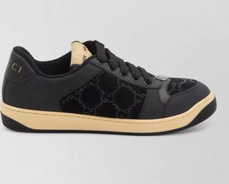 Gucci velvet leather crystal embellished low top sneakers
