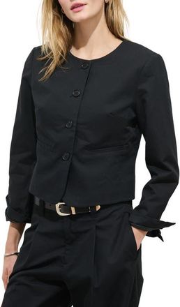 Alex Mill Soho Collarless Cotton & Linen Jacket in Black at Nordstrom, Size X-Small