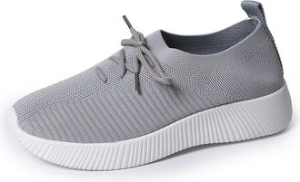 Generic Womens Breathable Knit Wedge Sneakers Comfort Thick Sole Lightweight Casual Sports Work Running Shoes Slip On (7.5,Grey)