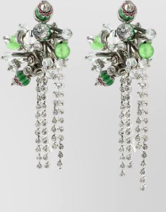 Dries Van Noten handmade crystal pin earrings dangling beads