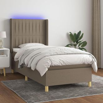 vidaXL Vidaxl - Cama Box Spring Colch&oacute;n Y Luces Led Tela Gris Taupe 100x200 Cm