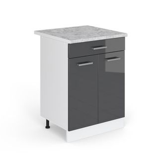 Vicco Mueble Bajo Universal R-line, Antracita Alto Brillo, 60 Cm Con Cajones