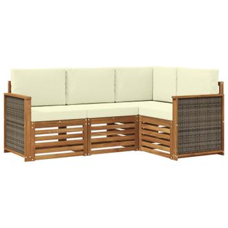 vidaXL Juegos De Sof&aacute;s Con Coj&iacute;n 4 Pcs Madera De Acacia S&oacute;lida Vidaxl