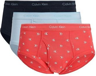 Calvin Klein Underwear Cotton Classics Brief 3-Pack Mens Underwear Shoreline/Diamond Logo Punch Pink/Breezy Blue : XL (40-42)