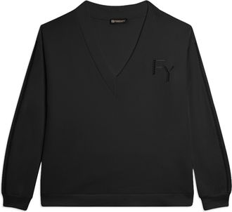 Freddy Felpa Scollo a V con Spalla Scesa e Dettagli Ricamati