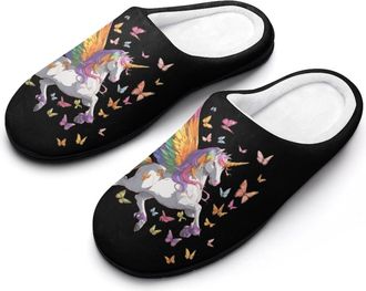 Generic Colorful Un-icorns Butterflies Womens Slippers Winter Warm House Shoes Indoor Outdoor Hotel Slipper