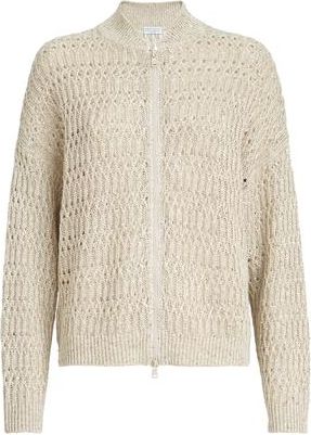 Brunello Cucinelli Dazzling braids cardigan in Beige at Nordstrom, Size Xx-Small Eu