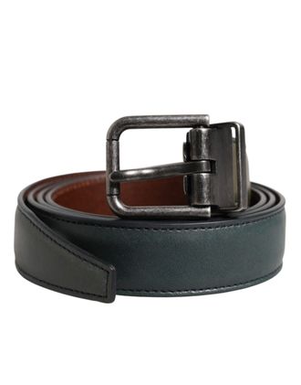 Dolce & Gabbana Green Classic Leather Metal Buckle Mens Belt