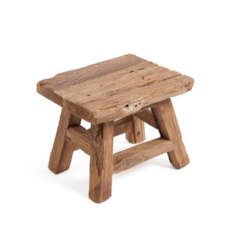 Bazar Bizar Taburete de madera de teca reciclada marr&oacute;n 29x21x25cm