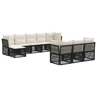 vidaXL Conjunto De Sof&aacute;s De Jard&iacute;n 10 Pcs Negro Rat&aacute;n Sint&eacute;tico Vidaxl