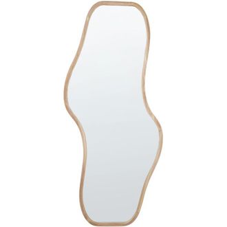 Beliani Specchio moderno a parete con cornice in legno di Paulownia di forma irregolare e ganci chiaro Biollet
