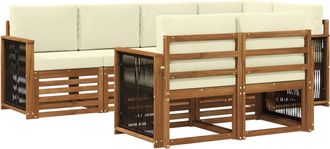 vidaXL Conjunto De Sof&aacute;s De Exterior 6 Uds. Natural Y Crema Vidaxl