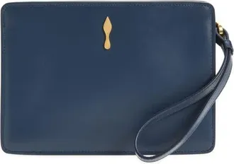 Christian Louboutin Small Bettina Leather Wristlet in Marine/gold at Nordstrom
