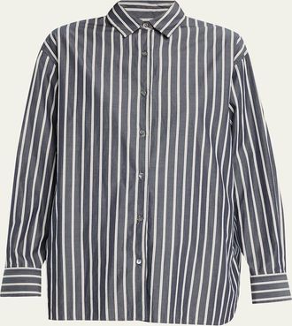 Nili Lotan Yorke Striped Oversized Button-Down Shirt