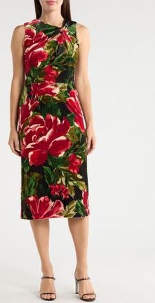 Julia Jordan Asymmetrical Neck Sheath Dress in Black Multi at Nordstrom Rack, Size 10