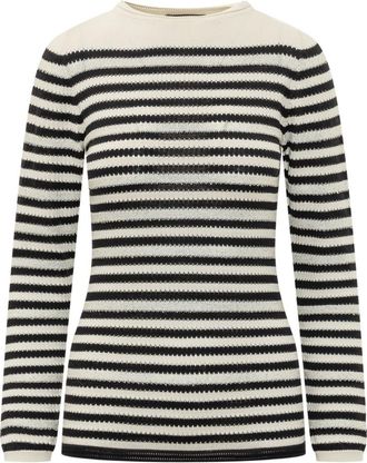 Fabiana Filippi Cream Stripes Crew Neck Sweater