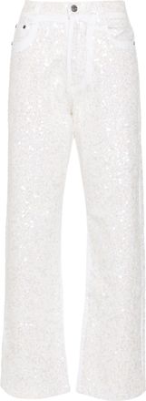 Parosh Jeans dritti decorati con paillettes Guff