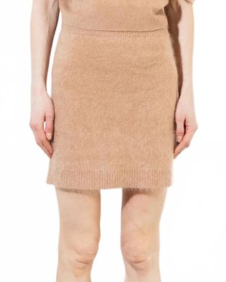 Pure Cashmere Brushed Cashmere Skirt In Camel