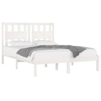 Berkfield Home Beautiful Bed Frame White Solid Wood Pine 120x200 cm | Size: Small Double