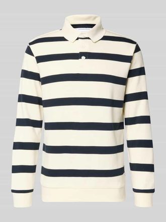 Lindbergh Lindbergh Relaxed Fit Poloshirt mit Streifenmuster in Weiss, Gr&ouml;&szlig;e XXXL