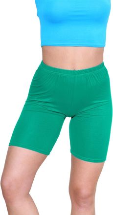 Janisramone Womens Cycling Shorts, Plain Elasticated Waist Over Knee Skinny Fit Ladies Gym Shorts, Soft Stretchy Yoga Sports Running Women Activewear Jade Green