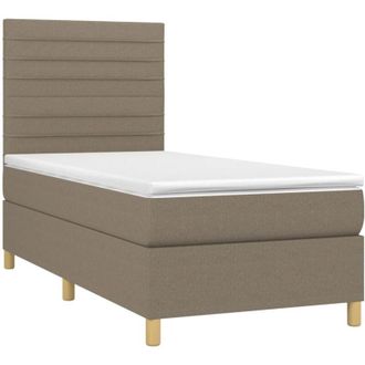 vidaXL Cama Box Spring Colch&oacute;n Y Luces Led Gris Taupe 80x200 Cm Vidaxl