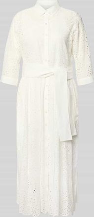 Milano Milano Italy Hemdblusenkleid aus Lochspitze mit Knopfleiste in Weiss, Gr&ouml;&szlig;e 36