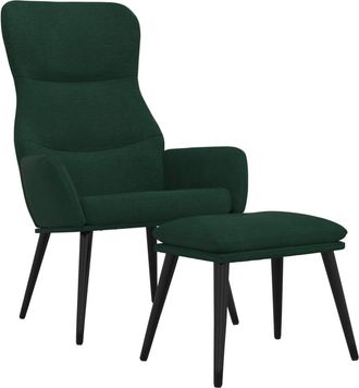vidaXL Sill&oacute;n De Relax Con Reposapi&eacute;s Tela Verde Oscuro Vidaxl