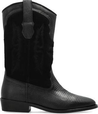Zadig&Voltaire Tex Western Wild Enkellaarsjes - Dames - Cowboylaarzen - Zwart - 39 EU - Leer - Schoenen