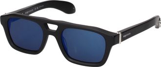 Alexander McQueen Alexander McQueen Herens Zonnebril Acetaat Zwart/Elektrisch Blauw