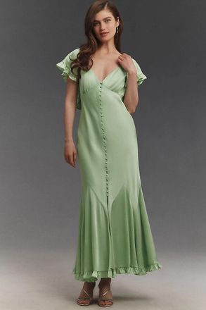 BHLDN Caped Satin Maxi Dress