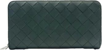 Bottega Veneta Pre-owned Lange portemonnee (bi-fold) - Dames - Vintage Accessoires - Groen - ONE Size - Leer - Vintage