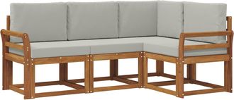 vidaXL Conjunto De Sof&aacute;s De Exterior 4 Uds. Gris Natural Y Claro Vidaxl