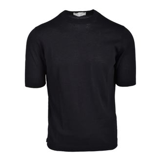 FILIPPO DE LAURENTIIS Round-neck Knitwear, male, Black, Size: 2XL Cotton Stylish Maglia Shirt