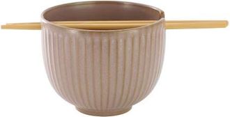 Gibson Home Stoneware Noodle Bowl with Chopsticks in Pale Mauve in Pink at Nordstrom