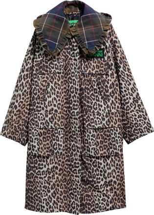 Ganni Waterproof Leopard-print Shell Coat - 14 (UK14 / L)
