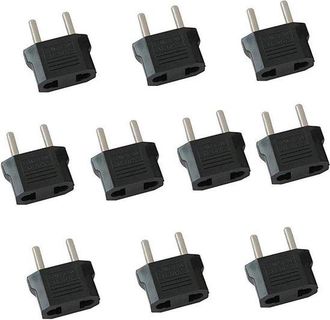 OEM Adaptador De Enchufe De Viaje - Convertidor Ue - Viajes Por Europa - Sin Convertidor De Voltaje - 10 Unidades - Negro