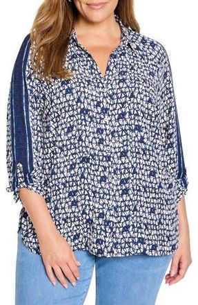 Nic+Zoe Etched Angles Print Shirt in Indigo Multi at Nordstrom Rack, Size 2X