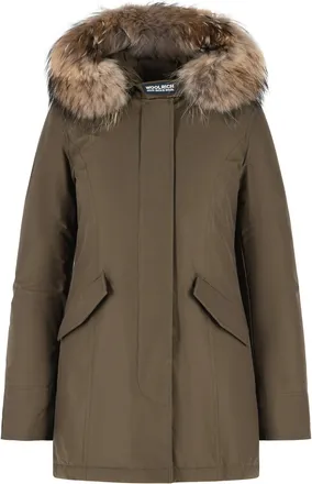 Woolrich Arctic Racoon Green Cotton Blend Parka