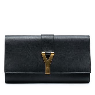Saint Laurent Pre-owned Womens Leather Chyc Ligne Clutch - Black - One Size