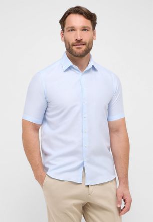 Eterna Kurzarmhemd ETERNA COMFORT FIT, Herren, Gr. 45, Normalgr&ouml;ssen, blau (himmelblau), Twill, 59% Baumwolle, 41% Leinen, normal, Hemden Kurzarmhemd, EASY I