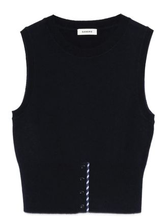 Sandro button-detail top - women - Wool/Cashmere - 4 - Blue