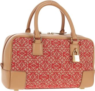 Loewe Amazona Bag Leather And Jacquard Canvas Beige Canvas Bag (Pre-Owned)